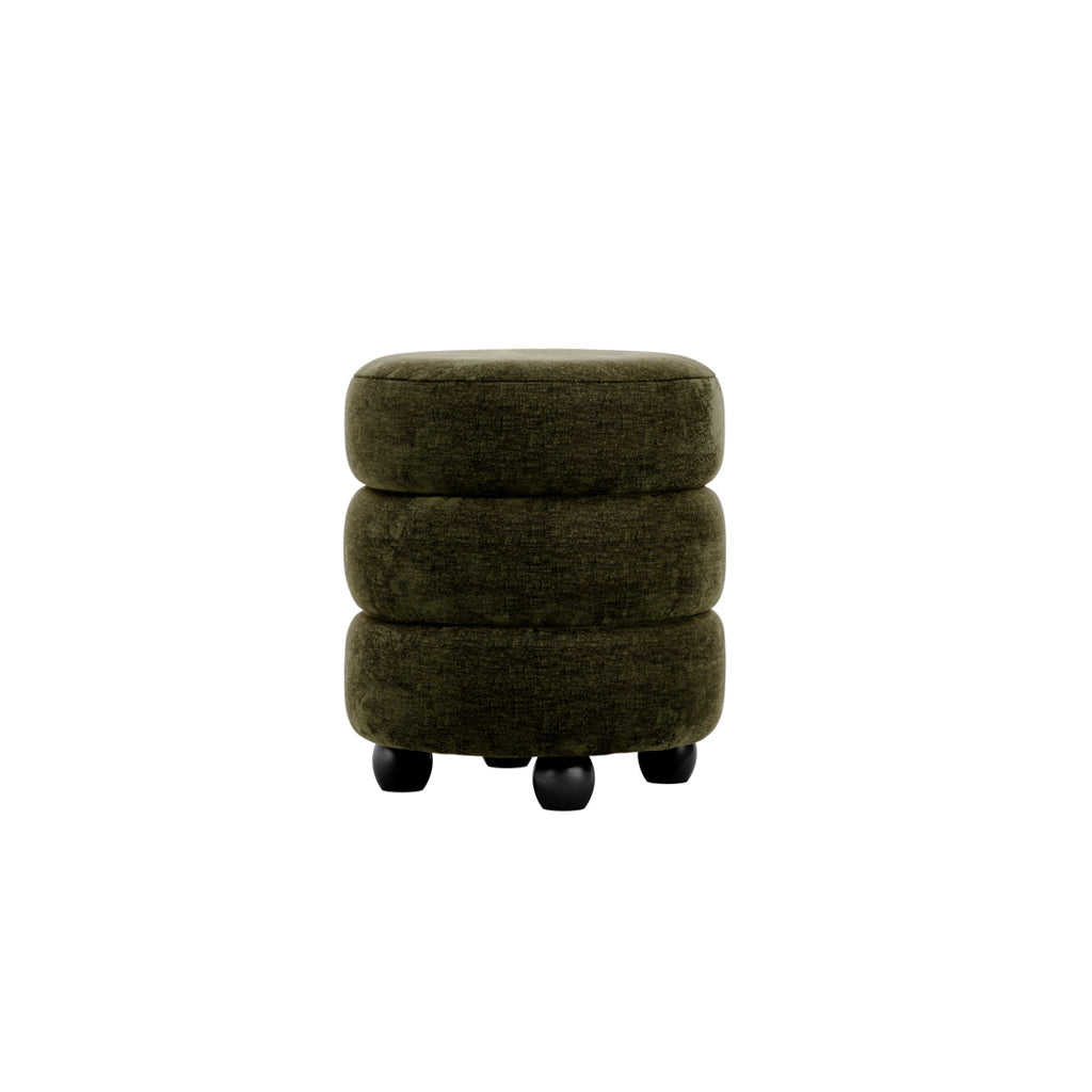 Emi Olive Green Chenille Pouffe